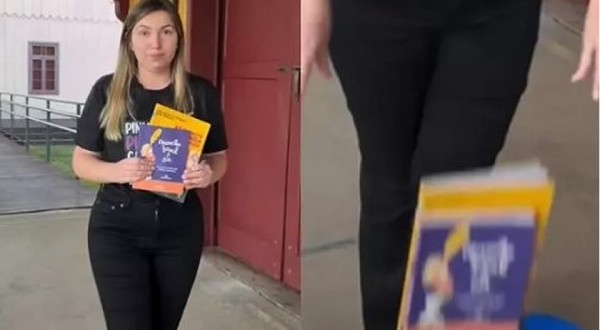 Em vídeo, prefeita de SC joga livros no lixo por ter conteúdo sexual para crianças: “porcaria”