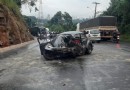 Acidente entre carros e carreta termina em morte no Contorno Viário Oeste, em Chapecó